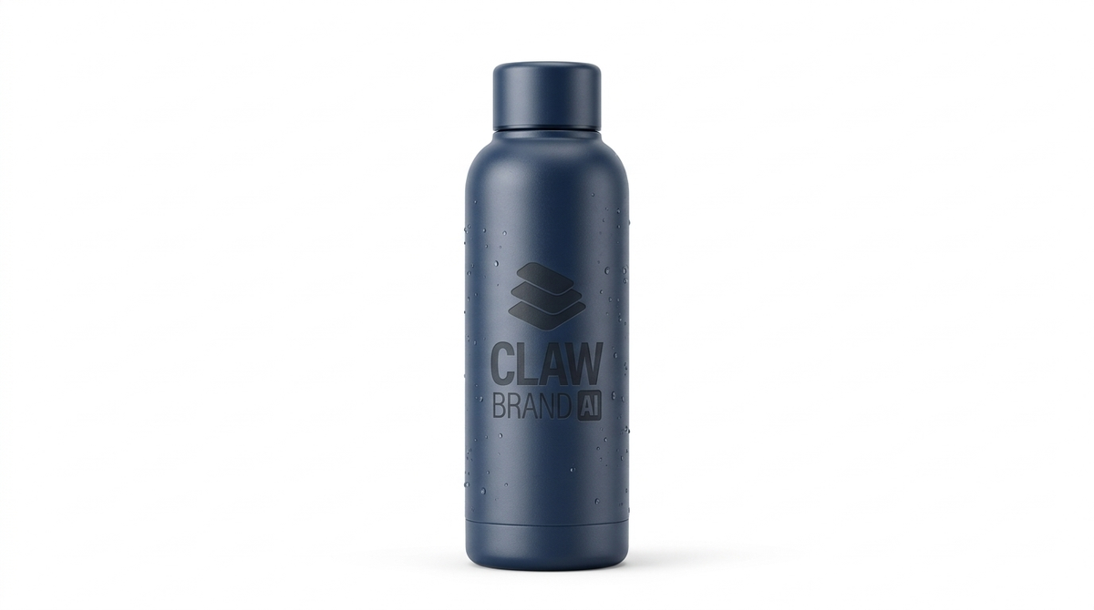 Matte navy blue stainless steel water bottle mockup