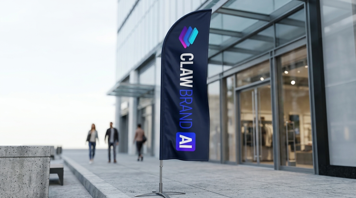 Navy blue feather flag banner mockup