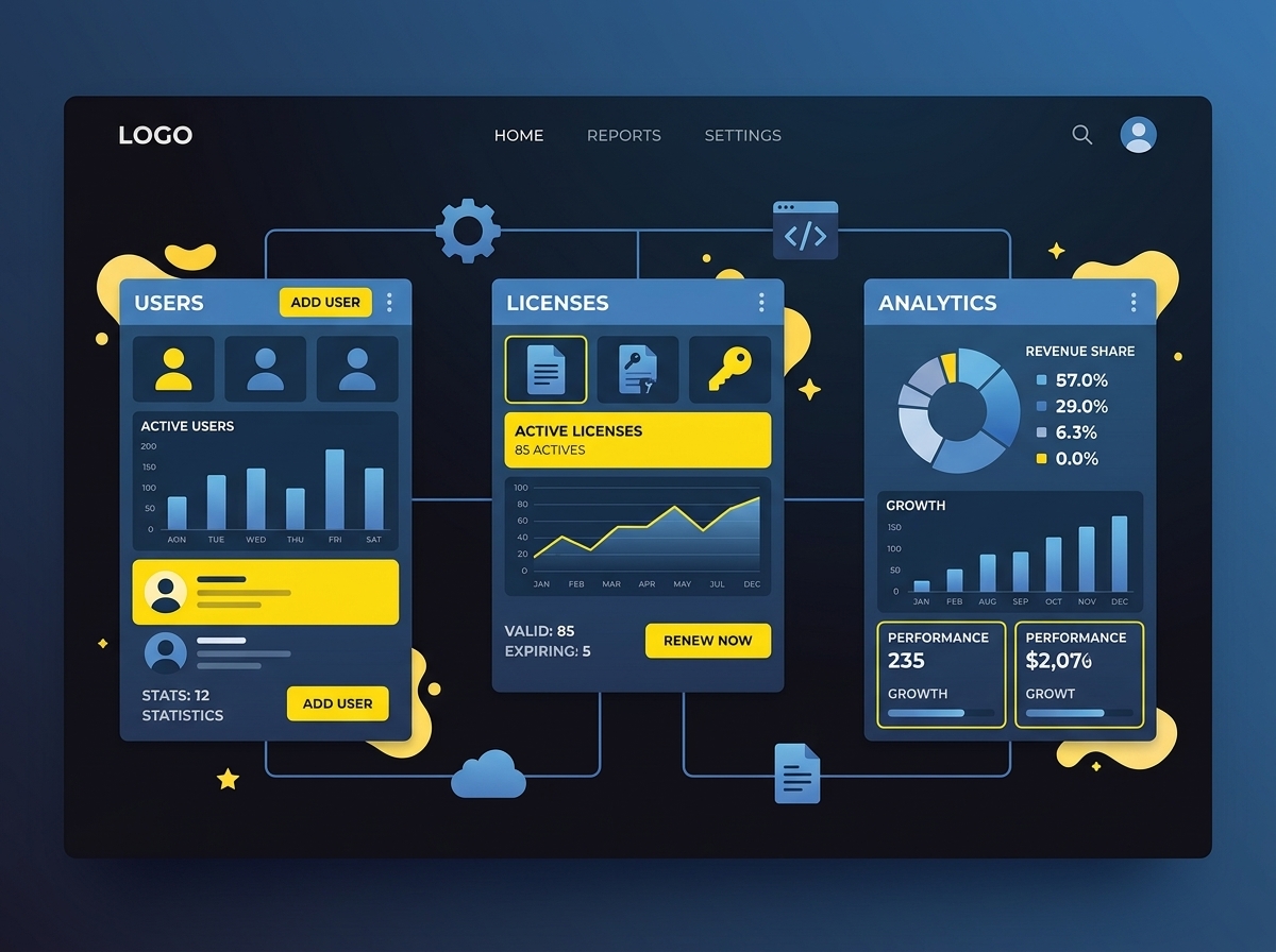 Reseller dashboard for accounts and licenses