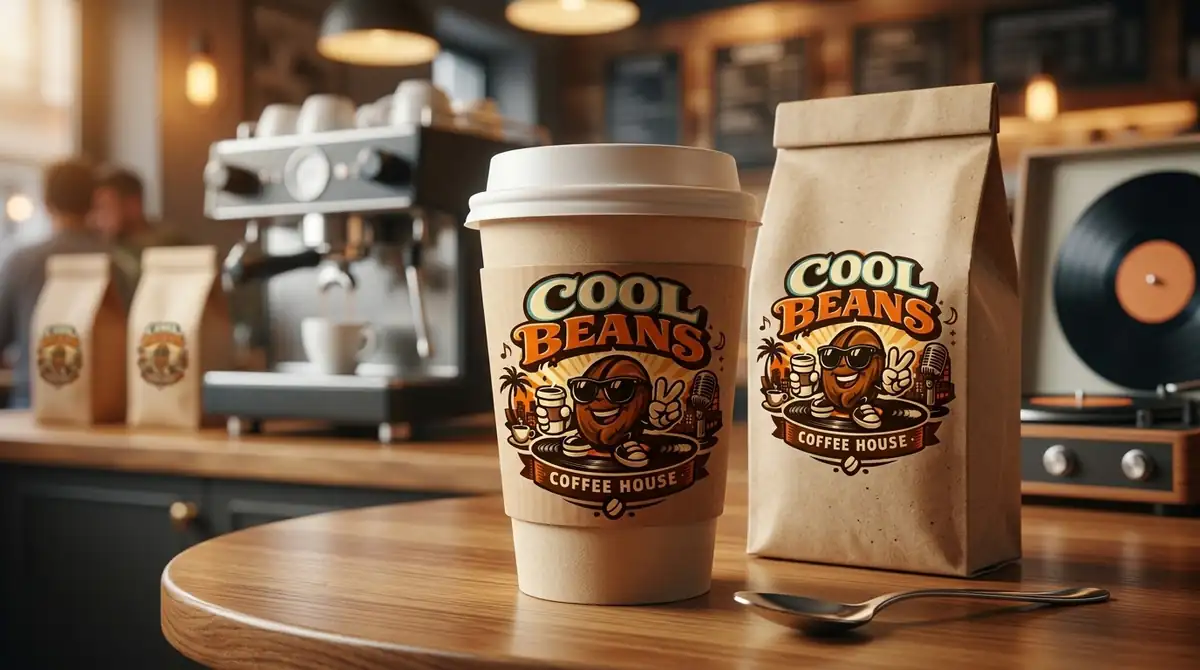 Cool Beans cafe packaging mockup