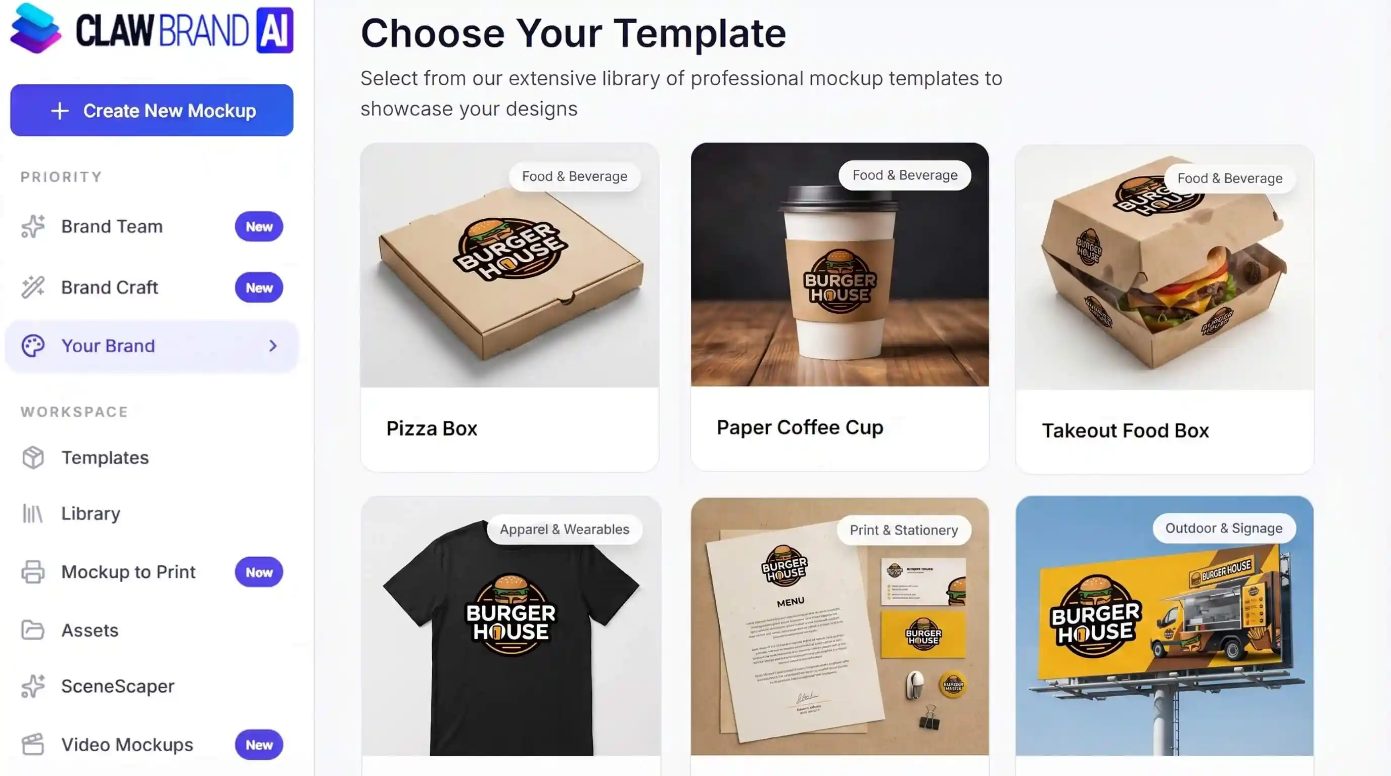 Browse and select mockup scenes