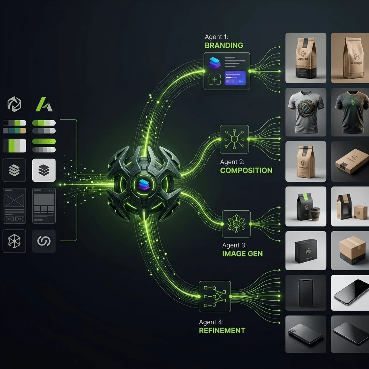 Multi-agent AI architecture visualization
